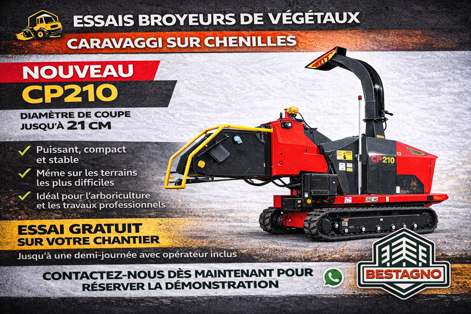 Essai gratuit sur votre chantier le Broyeur CP210 Caravaggi!